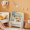 sobuyes.shopG225-W Bibliothèque Enfant Rangement Jouet Enfant avec 4 Poches Tissu Étagère Chambre pour Jouet et Livre Bibliothèque Meuble de Rangement Blanc 62x30x71cm