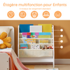 sobuyes.shopG225-W Bibliothèque Enfant Rangement Jouet Enfant avec 4 Poches Tissu Étagère Chambre pour Jouet et Livre Bibliothèque Meuble de Rangement Blanc 62x30x71cm