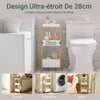 sobuyes.shopG226-WN Tour de rangement salle de bain 20 cm avec 3 paniers – Blanc et bois