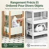 sobuyes.shopG226-WN Tour de rangement salle de bain 20 cm avec 3 paniers – Blanc et bois