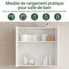 sobuyes.shopG231-W Armoire Murale Salle de Bain avec Porte et Étagère Réglable – L60×P30×H60 cm, Charge 25 kg, MDF E1, Blanc