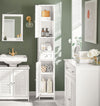 sobuyes.shopG236-W Colonne de Salle de Bain – 32 cm, 2 Portes Persiennes, Tiroir et Niche, Blanc