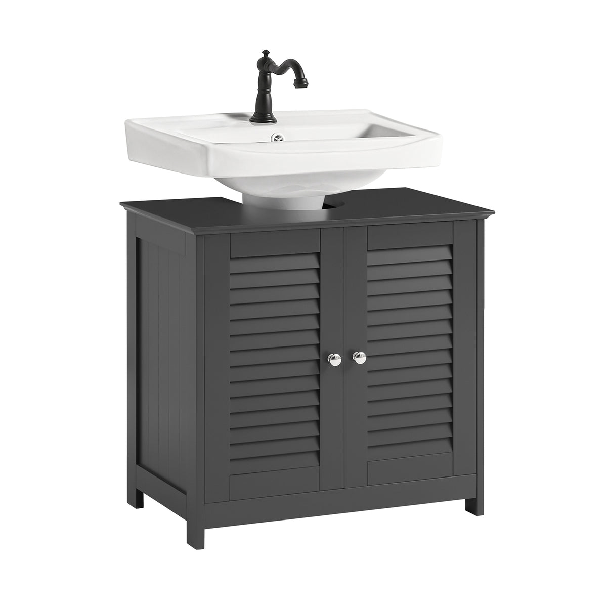 sobuyes.shopG237-II-DG Meuble sous-Lavabo, Meuble sous Vasque avec Étagères Ajustables, Meuble de Salle de Bain en MDF, pour Colo