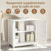 sobuyes.shopG237-II-W Meuble Sous Vasque 60 cm avec Porte à Lamelles – Étagère Réglable, Blanc