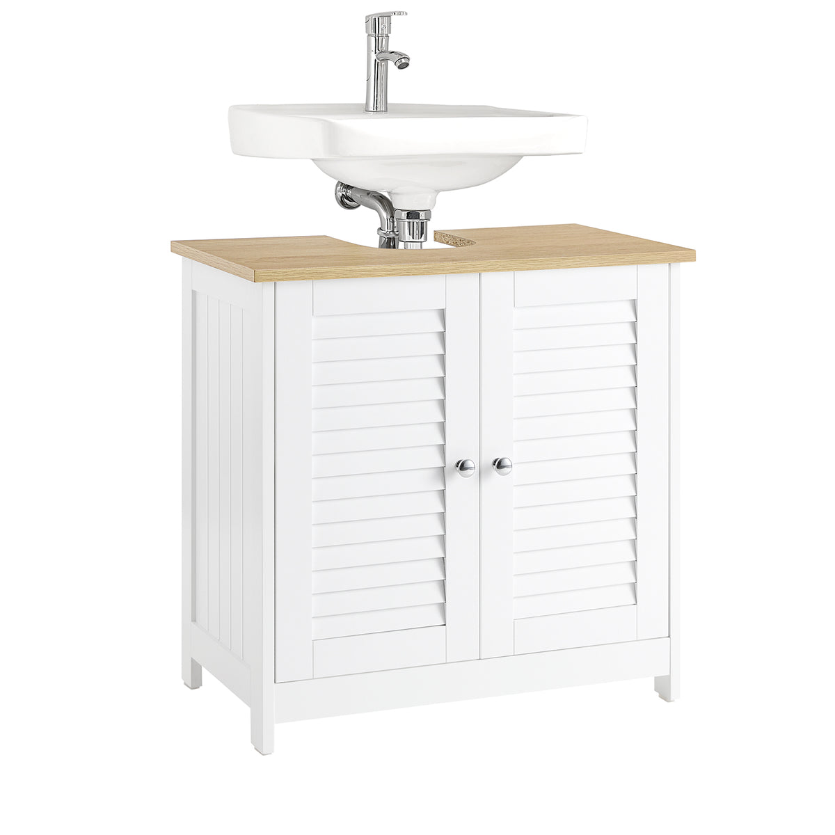 sobuyes.shopG237-WN Meuble Sous Lavabo, Meuble sous Vasque avec 2 Portes et 2 Étages | Prévente