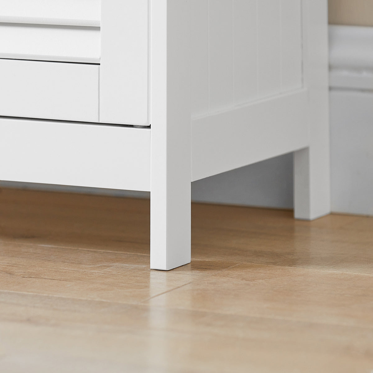 sobuyes.shopG238-W Meuble de Salle de Bain avec 2 Portes Persiennes – 1 Tiroir, Étagère Réglable, 60×35×87 cm, Blanc