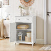 sobuyes.shopG238-W Meuble de Salle de Bain avec 2 Portes Persiennes – 1 Tiroir, Étagère Réglable, 60×35×87 cm, Blanc