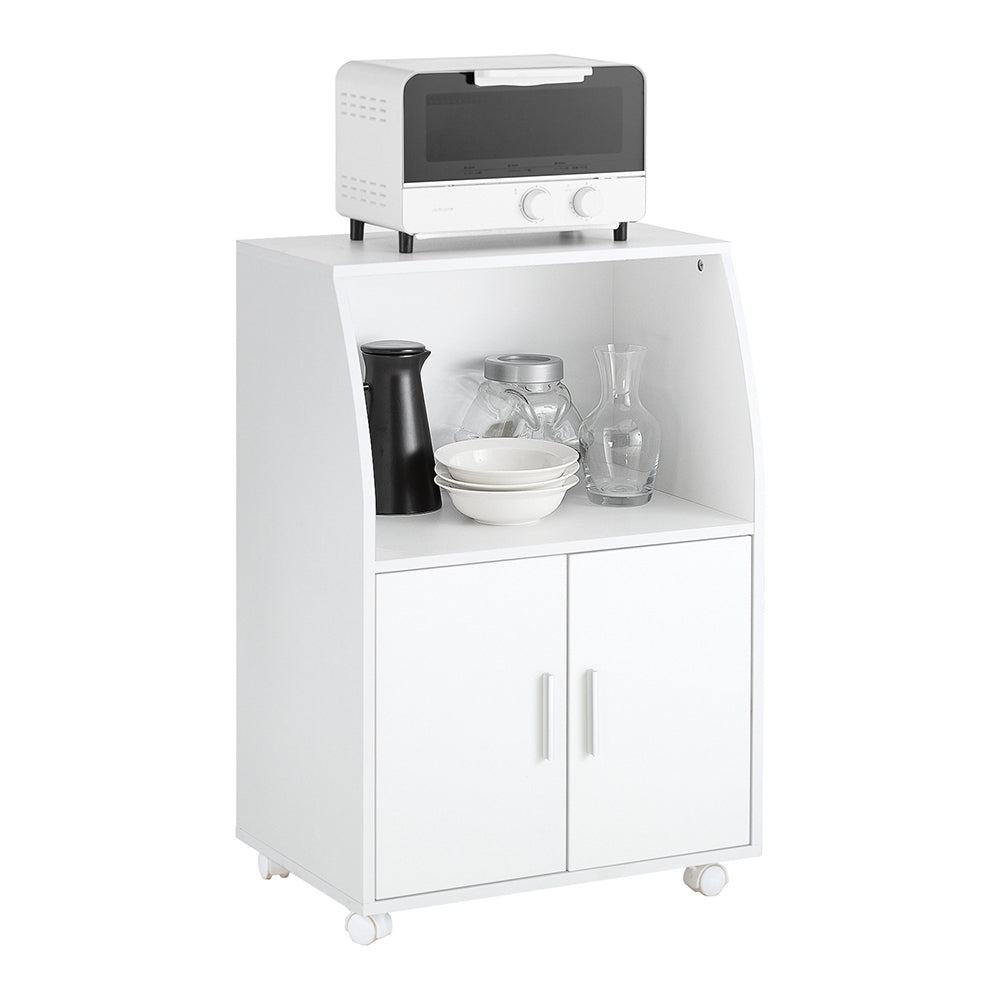 sobuyes.shopG241-W Meuble de Rangement à Roulettes avec Portes et Étagère Réglable – Blanc