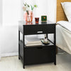 sobuyes.shopG258-SCH Table de Chevet avec 2 tiroirs et étagère, Table de Nuit pour Chambre à Coucher - Meuble de Rangement Moderne L45 x P38 x H55 cm Noir