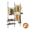 sobuyes.shopG34-II-SCH Dressing télescopique sans perçage 124–226 cm avec tringles et étagères – Penderie ouverte noire