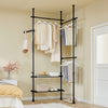 sobuyes.shopG34-II-SCH Dressing télescopique sans perçage 124–226 cm avec tringles et étagères – Penderie ouverte noire