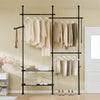 sobuyes.shopG34-II-SCH Dressing télescopique sans perçage 124–226 cm avec tringles et étagères – Penderie ouverte noire
