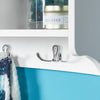 sobuyes.shopG48-L-W Portemanteau Étagère Murale Porte-Manteau Salle de Bain Meuble d’Entrée avec 4 Compartiments de Rangement Et 5 Crochets Blanc