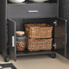 SoBuy FSB09-SCH Chariot de Cuisine sur Roulettes – Plan de Travail Extensible, 2 Étagères, Tiroir, Placard, 59×40×92 cm, Noir