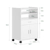 SoBuy FSB09-W Chariot de Cuisine sur Roulettes avec Plan de Travail Extensible – Meuble Micro-Ondes, 2 Étagères, Tiroir, Blanc, 40×59×92 cm