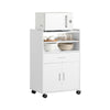 SoBuy FSB09-W Chariot de Cuisine sur Roulettes avec Plan de Travail Extensible – Meuble Micro-Ondes, 2 Étagères, Tiroir, Blanc, 40×59×92 cm