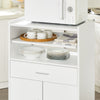 SoBuy FSB09-W Chariot de Cuisine sur Roulettes avec Plan de Travail Extensible – Meuble Micro-Ondes, 2 Étagères, Tiroir, Blanc, 40×59×92 cm