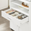 SoBuy FSB09-W Chariot de Cuisine sur Roulettes avec Plan de Travail Extensible – Meuble Micro-Ondes, 2 Étagères, Tiroir, Blanc, 40×59×92 cm