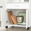 SoBuy FSB09-W Chariot de Cuisine sur Roulettes avec Plan de Travail Extensible – Meuble Micro-Ondes, 2 Étagères, Tiroir, Blanc, 40×59×92 cm