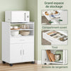 SoBuy FSB09-W Chariot de Cuisine sur Roulettes avec Plan de Travail Extensible – Meuble Micro-Ondes, 2 Étagères, Tiroir, Blanc, 40×59×92 cm