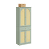 SoBuy FSB107-GR Armoire à Chaussures en Cannage avec Penderie Intégrée – 1 Tiroir, Meuble d'Entrée – 70×34×180 cm, Vert