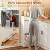 SoBuy FSB112-WN Meuble Poubelle 2 Compartiments avec Pédale et Tiroir – Rangement Blanc Aspect Chêne – 35×25×101,7 cm, Blanc et Chêne