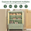 SoBuy FSB72-GR Meuble d’Entrée Rotin Vert avec 4 tiroirs 70x34x90cm, Style Bohème Naturel