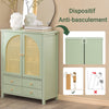 SoBuy FSB72-GR Meuble d’Entrée Rotin Vert avec 4 tiroirs 70x34x90cm, Style Bohème Naturel
