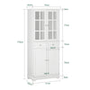 SoBuy FSB76-W Buffet Haut avec 2 Portes Vitrées, 2 Portes et 2 Tiroirs – L75×P40×H175 cm, Charge 100 kg, MDF E1, Blanc