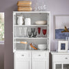 SoBuy FSB76-W Buffet Haut avec 2 Portes Vitrées, 2 Portes et 2 Tiroirs – L75×P40×H175 cm, Charge 100 kg, MDF E1, Blanc