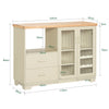 SoBuy FSB81-MI Buffet Cuisine avec Espace Micro-Ondes et Range-Bouteilles, pour Cuisine et Salle à Manger, Rangement Optimisé – L120×P40×H90 cm, Beige