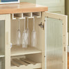 SoBuy FSB81-MI Buffet Cuisine avec Espace Micro-Ondes et Range-Bouteilles, pour Cuisine et Salle à Manger, Rangement Optimisé – L120×P40×H90 cm, Beige