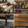SoBuy FSB85-PF Buffet de Cuisine Industriel avec Étagères Ouvertes, Tiroirs et Range-Bouteilles - Meuble de Rangement avec Espace Micro-Ondes - pour Cuisine, Salon ou Entrée 120x91x45cm Marron