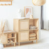 SoBuy FSB87-N Buffet Meuble de Rangement avec 2 Portes Coulissantes, Commode Multifonction pour Entrée Salon Cuisine – 80x35x87 cm, Naturel