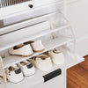 SoBuy FSB95-W Armoire à Chaussures 2 Abattants et 1 Porte en Verre, Meuble d'Entrée Design – 59x40x115 cm, Blanc