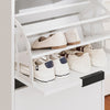 SoBuy FSB95-W Armoire à Chaussures 2 Abattants et 1 Porte en Verre, Meuble d'Entrée Design – 59x40x115 cm, Blanc