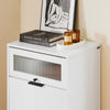 SoBuy FSB95-W Armoire à Chaussures 2 Abattants et 1 Porte en Verre, Meuble d'Entrée Design – 59x40x115 cm, Blanc