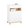 SoBuy FSB97-WN Buffet Bas Blanc et Bambou – 1 Tiroir, 2 Portes, Étagères Réglables, 60×34×85 cm