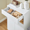 SoBuy FSB97-WN Buffet Bas Blanc et Bambou – 1 Tiroir, 2 Portes, Étagères Réglables, 60×34×85 cm