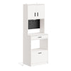 SoBuy FSB98-E-WG Buffet de Cuisine 170 cm avec Prise Intégrée – 2 Prises + 2 USB, Lampe LED, Niche Micro-Ondes, Charge 75 kg,