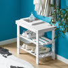 SoBuy FSR02-K-W Banc à Chaussures en Bambou avec Assise et Étagère de Rangement pour Entrée – 50x29x46 cm, Blanc