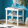 SoBuy FSR02-K-W Banc à Chaussures en Bambou avec Assise et Étagère de Rangement pour Entrée – 50x29x46 cm, Blanc