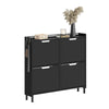 SoBuy FSR100-E-SCH Meuble à Chaussures Ultra-Slim 19 cm avec LED – 4 Abattants, 8-12 Paires – Noir