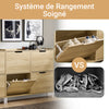 SoBuy FSR100-N Armoire à chaussures ultra-slim 19 cm – 4 abattants, 8 à 12 paires, anti-basculement, Naturel, 100×19×91 cm