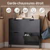 SoBuy FSR100-SCH Meuble à Chaussures Slim Noir 19 cm – 4 Abattants, Jusqu’à 12 Paires