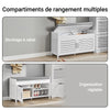 SoBuy FSR102-W Banc à Chaussures avec Coussin Rembourré, Coffre et 2 Portes de Rangement pour Entrée – 90x33x50 cm, Blanc