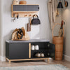 SoBuy FSR117-SCH Banc à Chaussures avec Coussin Rembourré et 2 Portes, Meuble d'Entrée – 90x34x46 cm, Noir
