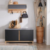 SoBuy FSR117-SCH Banc à Chaussures avec Coussin Rembourré et 2 Portes, Meuble d'Entrée – 90x34x46 cm, Noir