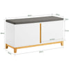 SoBuy FSR117-W Banc à Chaussures avec Coussin Rembourré et 2 Portes, Meuble d'Entrée – 90x34x46 cm, Blanc