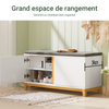 SoBuy FSR117-W Banc à Chaussures avec Coussin Rembourré et 2 Portes, Meuble d'Entrée – 90x34x46 cm, Blanc